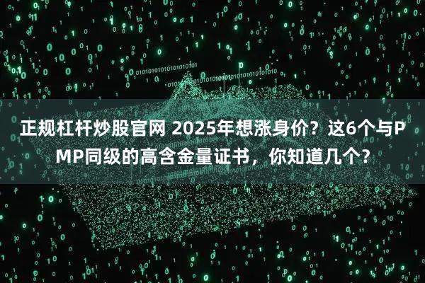 正规杠杆炒股官网 2025年想涨身价？这6个与PMP同级的高含金量证书，你知道几个？